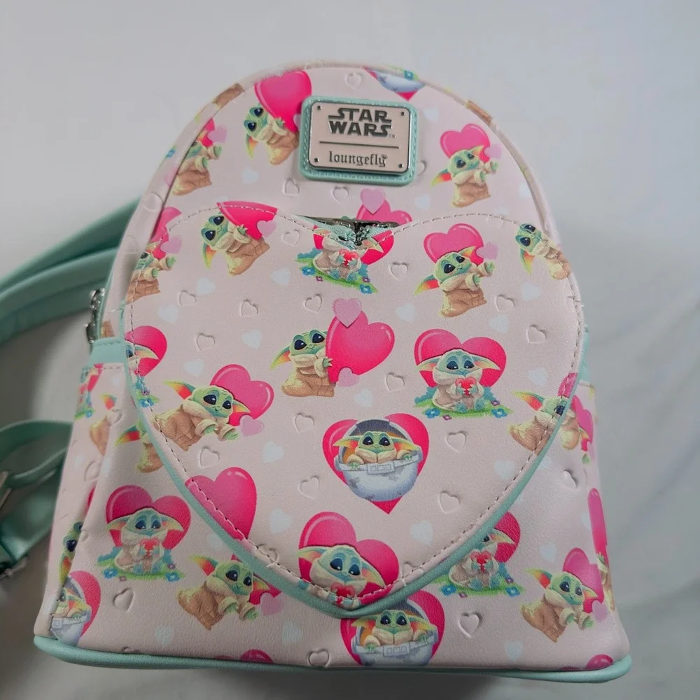 Loungefly Backpack Mini Pink Grogu Valentines Star Wars Mandalorian Baby Yoda